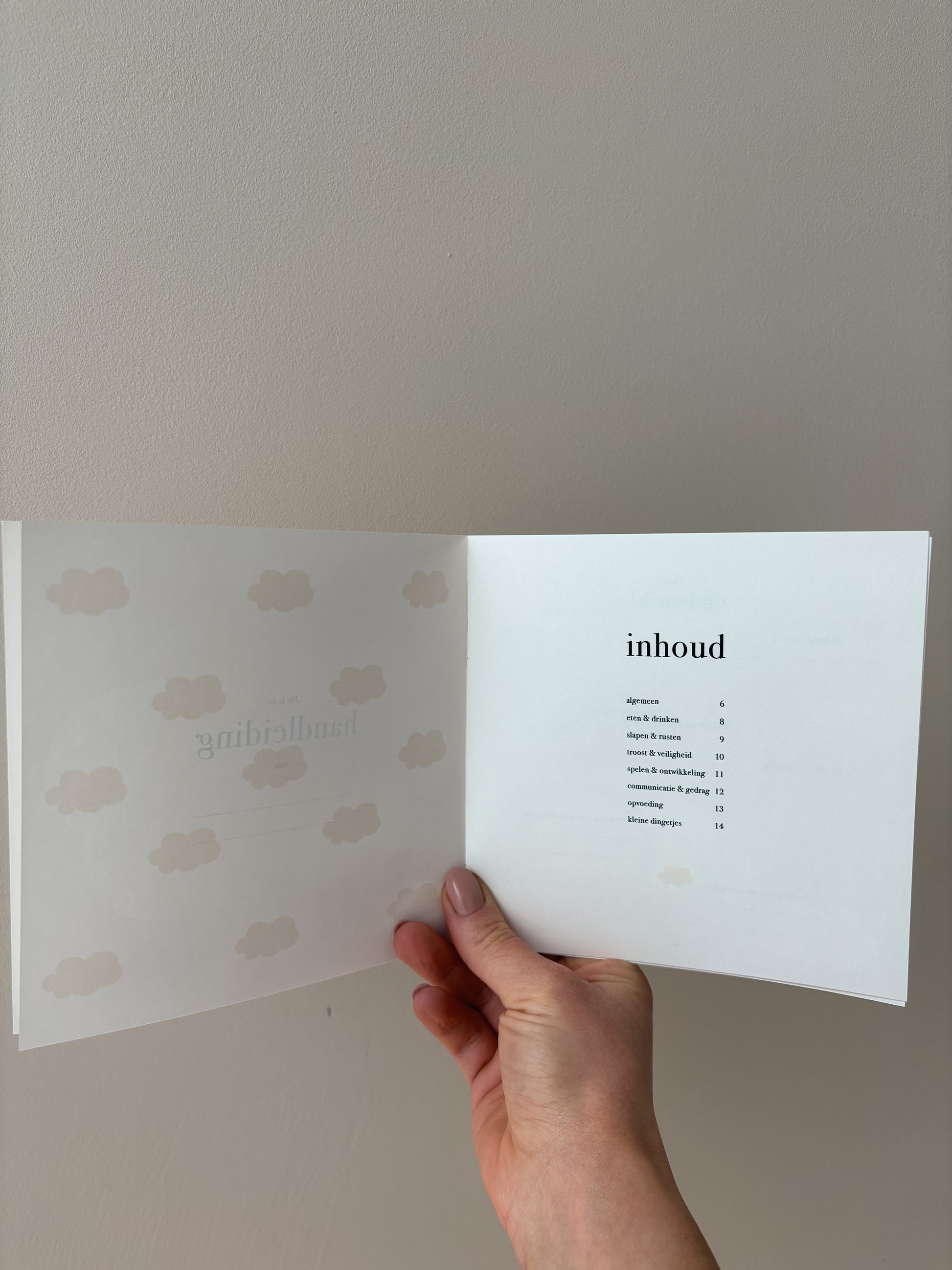 Inhoudstabel gebruiksaanwijzing kind